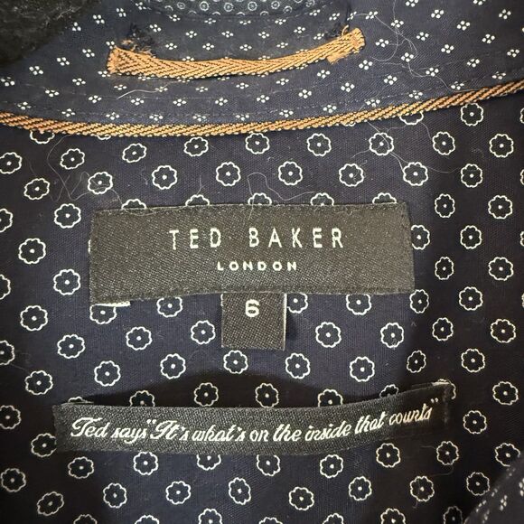 Ted Baker Dress Shirt Men's Small Blue Button Up Long Sleeve Cotton Blend Office - Picture 5 of 9